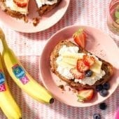Chiquita banana muesli toast with non-fat cottage cheese